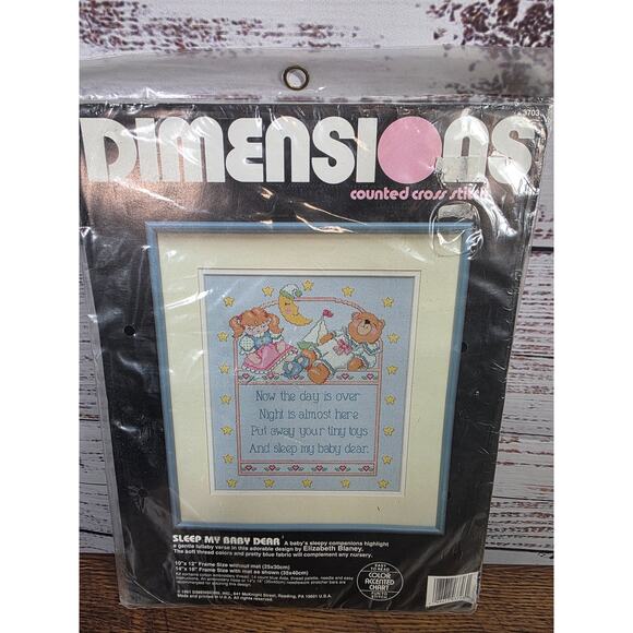 VTG Dimensions Counted Cross Stitch Kit 3703 Sleep My Baby Nursery 1991 - Picture 1 of 2